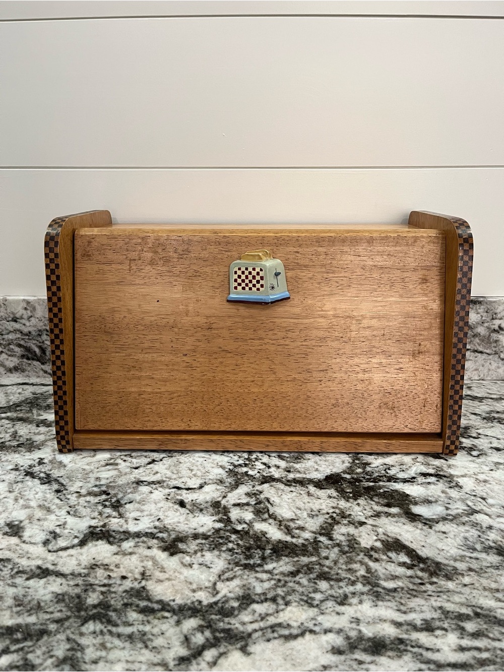 80s-90s Vintage Wooden Bread Box